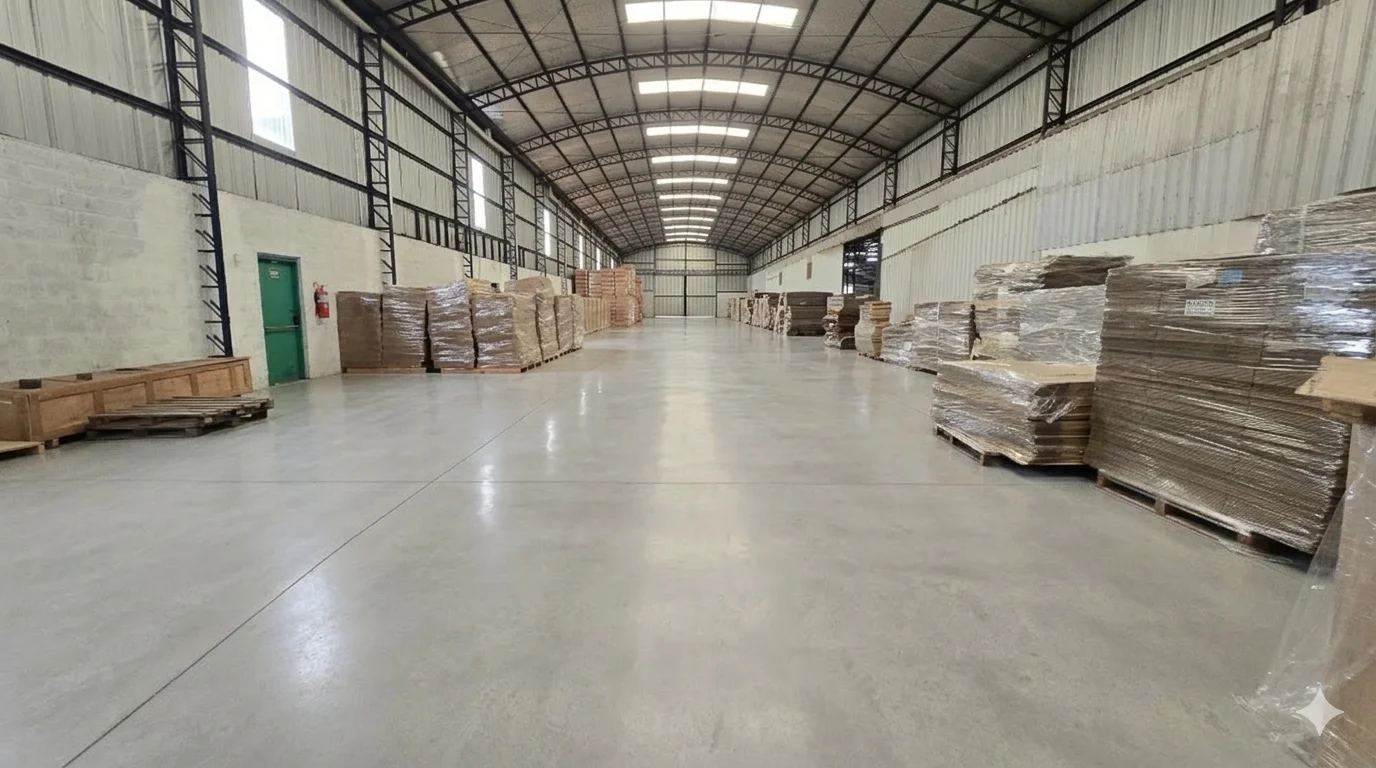 Interior del galpón en el Parque Industrial de Pilar