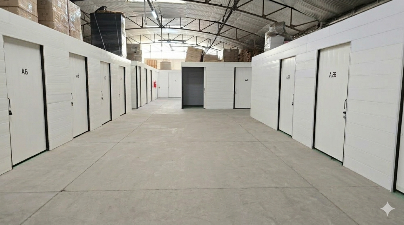 Pasillo central de bauleras privadas — Parque Industrial de Pilar
